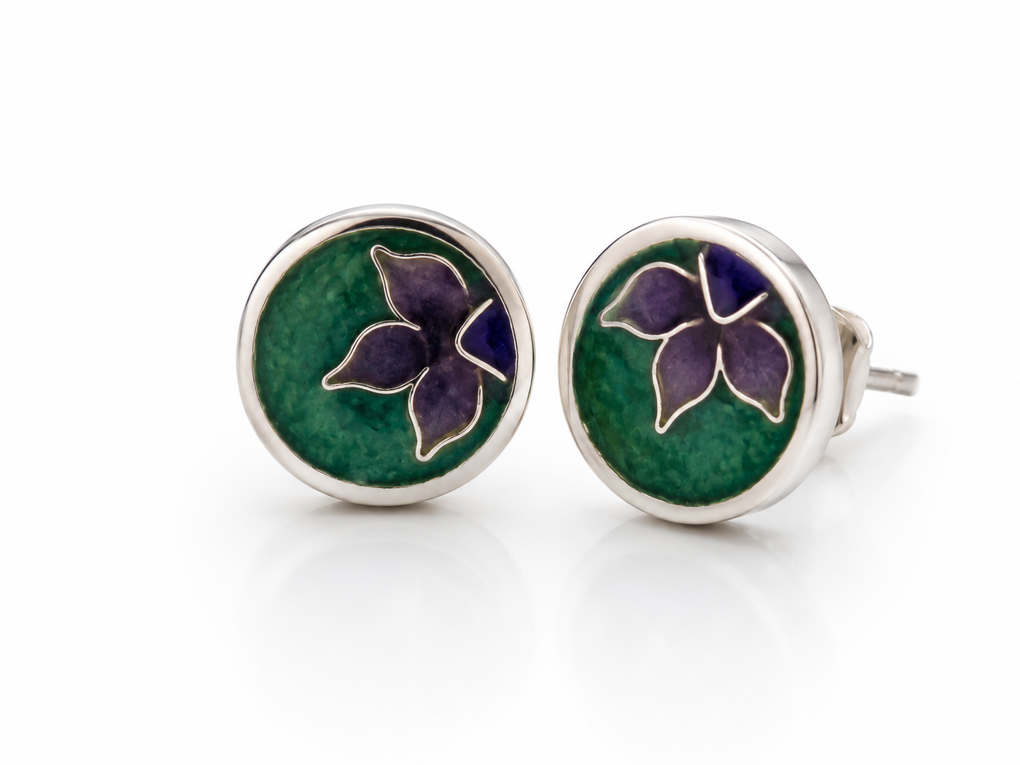 Lotos Flower Silver Stud Earrings