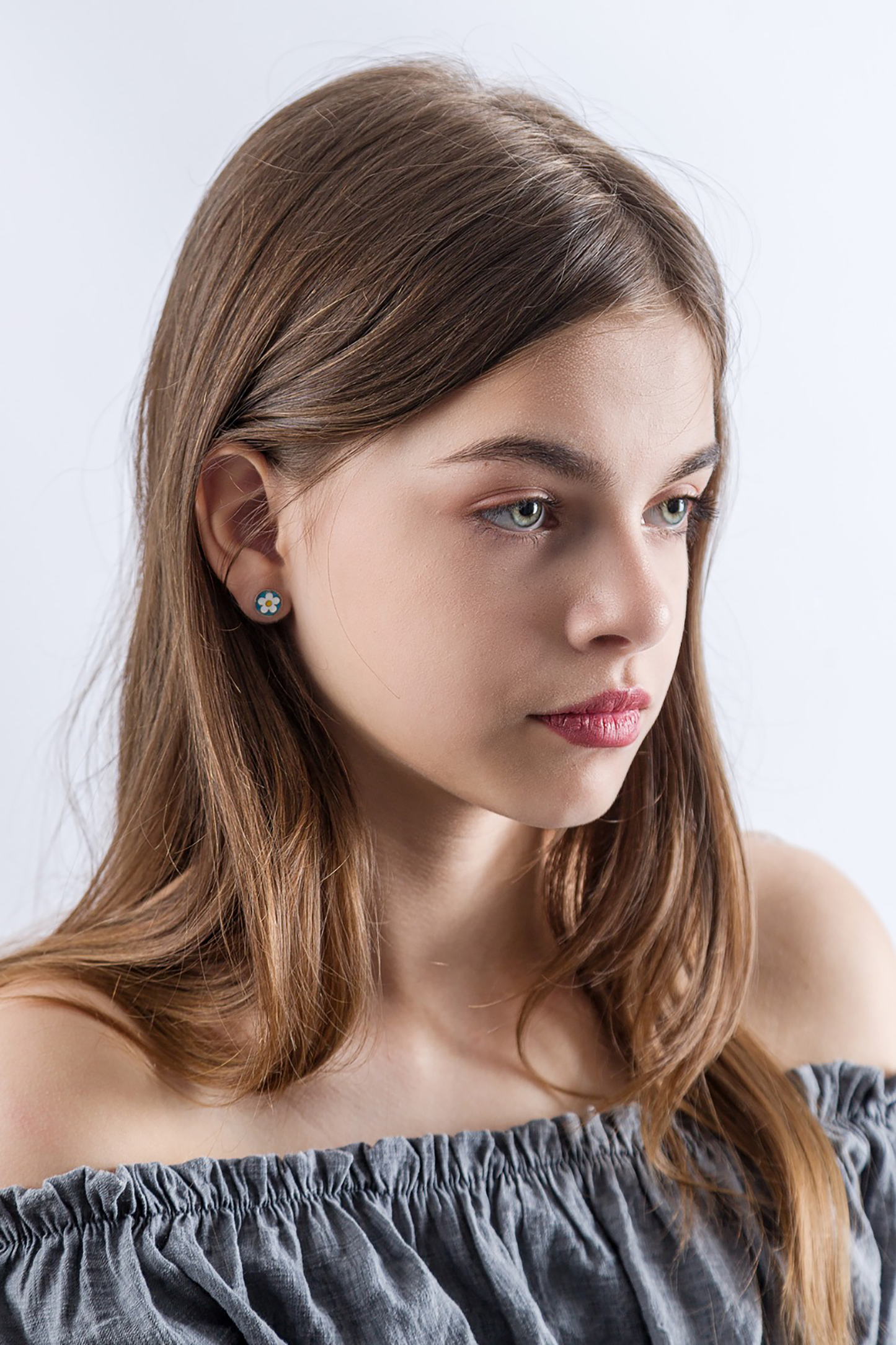 Night Blossom - Silver Handmade Stud Earrings with Cloisonné Enamel