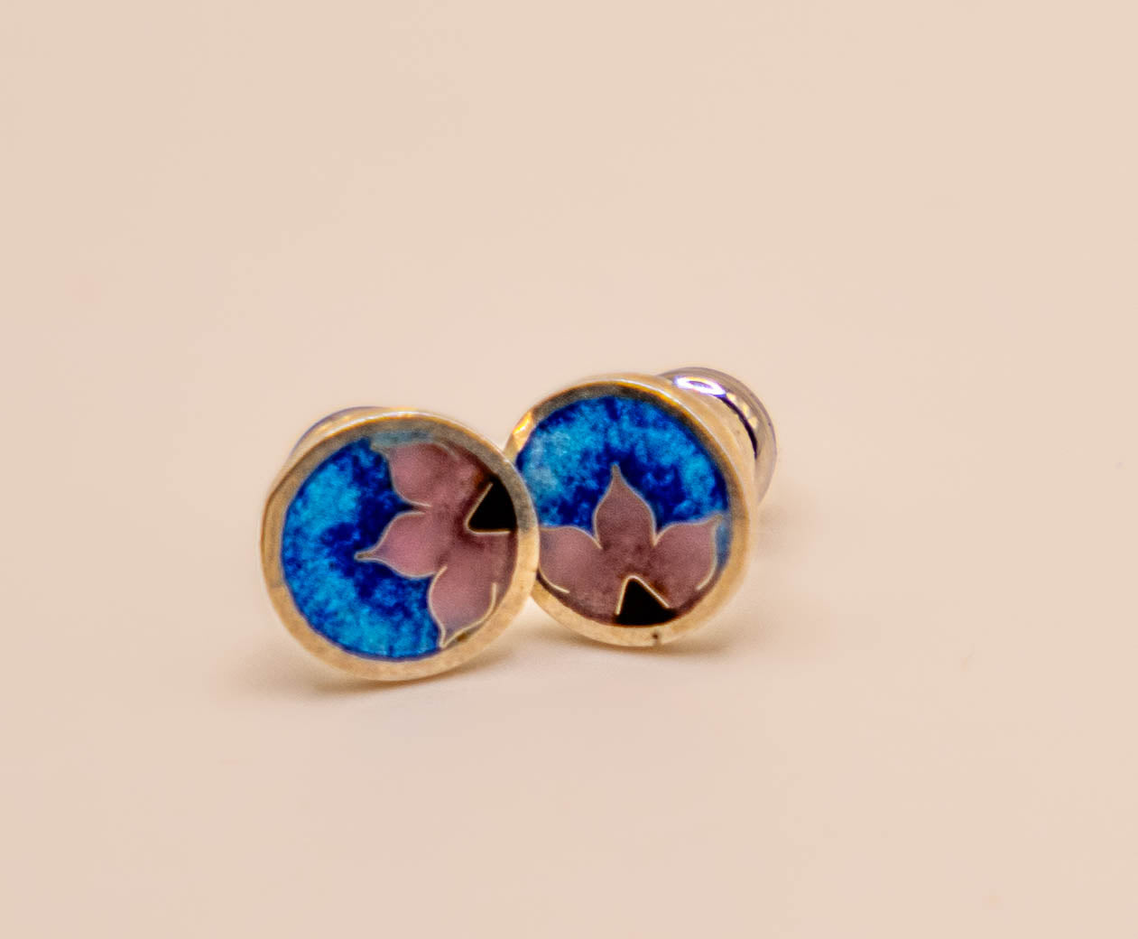 Lotos Flower Silver Stud Earrings