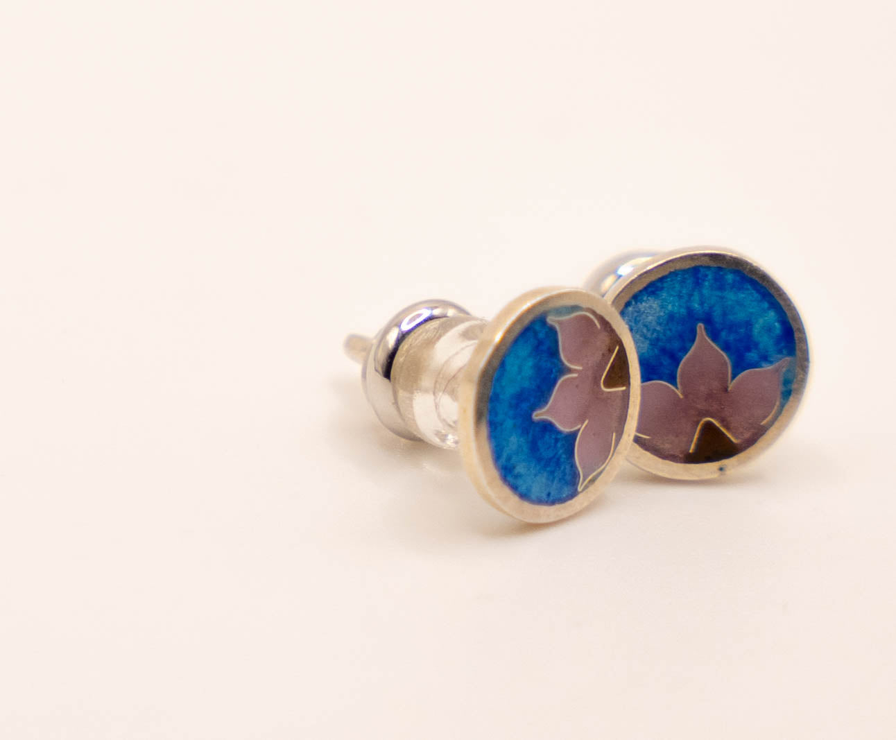 Lotos Flower Silver Stud Earrings