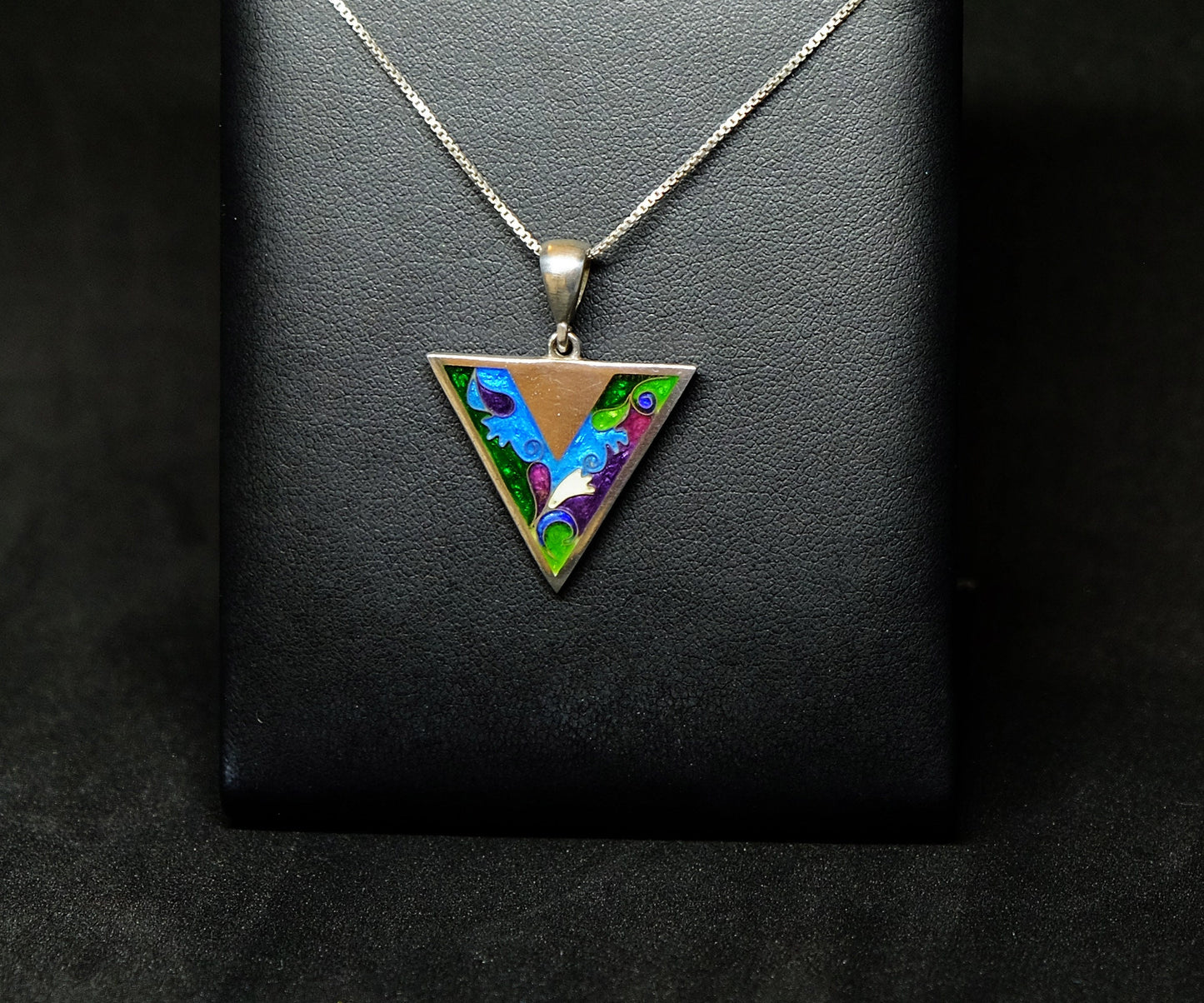 Triangle Garden - Handmade Silver Triangle Pendant with Cloisonné_Enamel