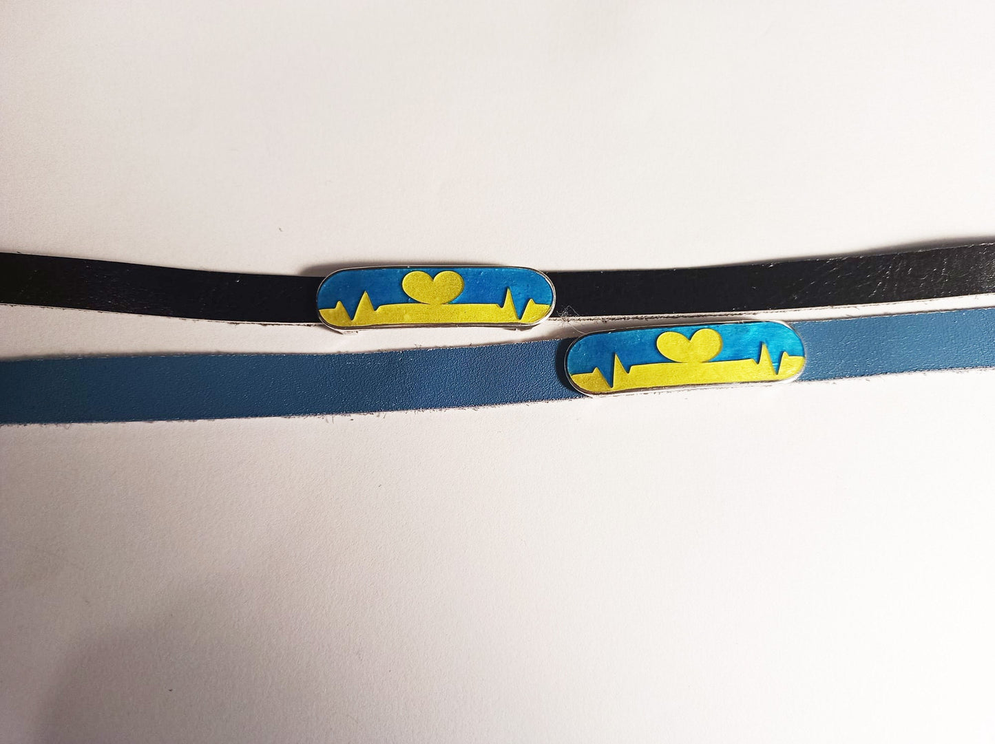 Peace collection - Handmade Silver Bracelet with Cloisonné Enamel and Leather Band