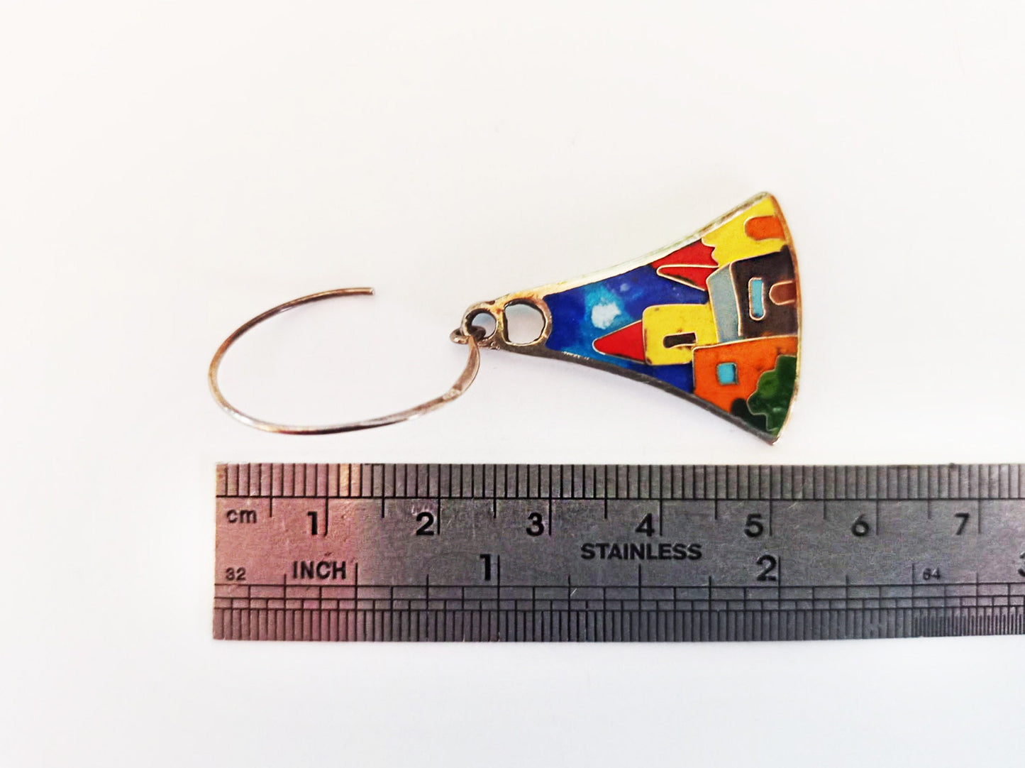 Cozy Town - Silver Handmade Mono Earring with Cloisonné Enamel
