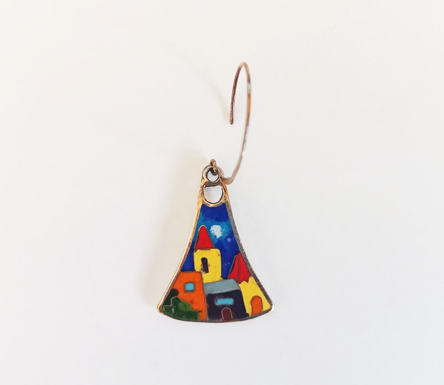 Cozy Town - Silver Handmade Mono Earring with Cloisonné Enamel