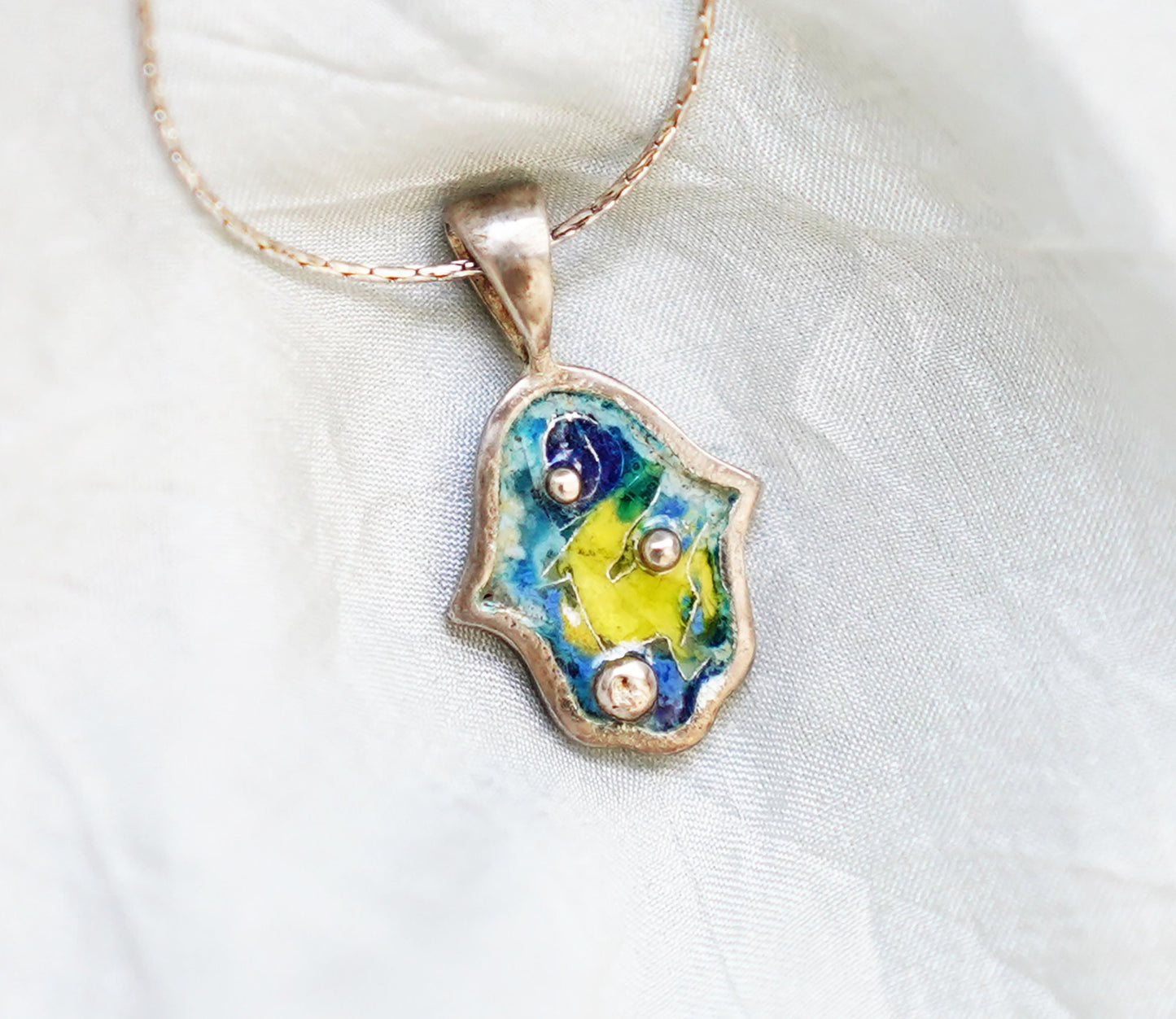 Polar Lights - Handmade Silver Pendant with Cloisonné Enamel