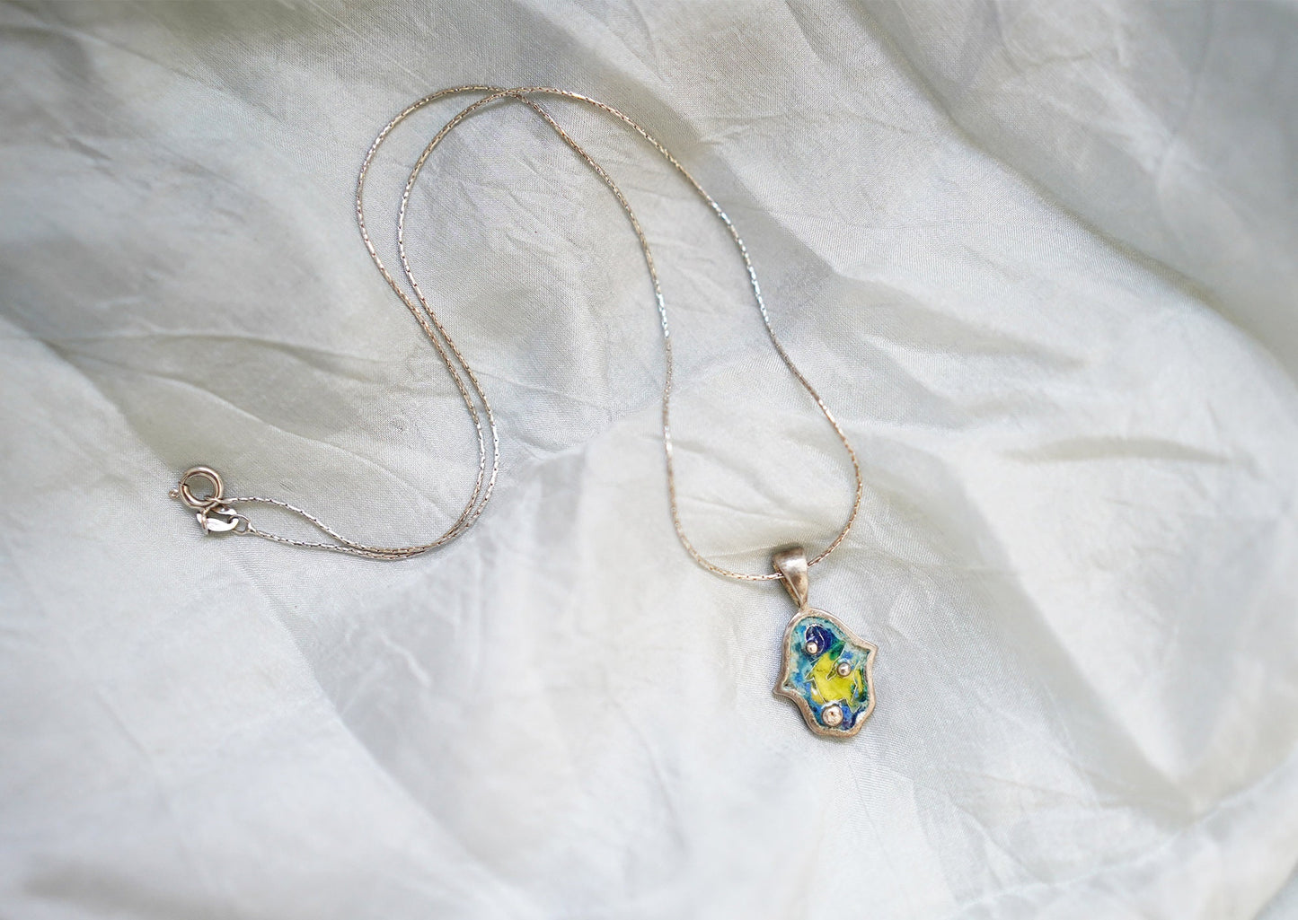 Polar Lights - Handmade Silver Pendant with Cloisonné Enamel