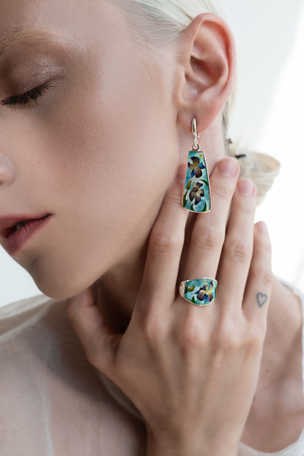 "Iris Garden" Sterling Silver Cloisonné Enamel Earrings